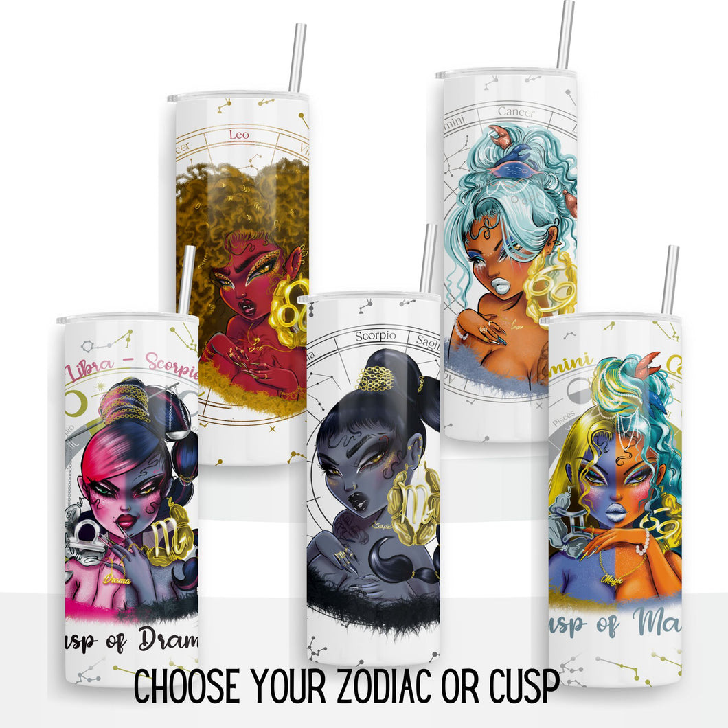 Zodiac and Cusp Color Change and Glow in the dark tumbler
