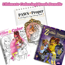 Load image into Gallery viewer, Ultimate Coloring Book Bundle – Paws & Proper, Vibe & Color Vol 1, Zodiac Dreams (Pre-Order)