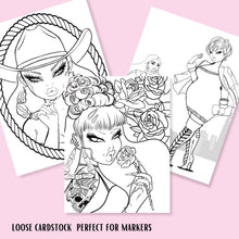 Load image into Gallery viewer, Vibe &amp; Color Vol 1: Baddie Edition Coloring Pages (Loose Cardstock)
