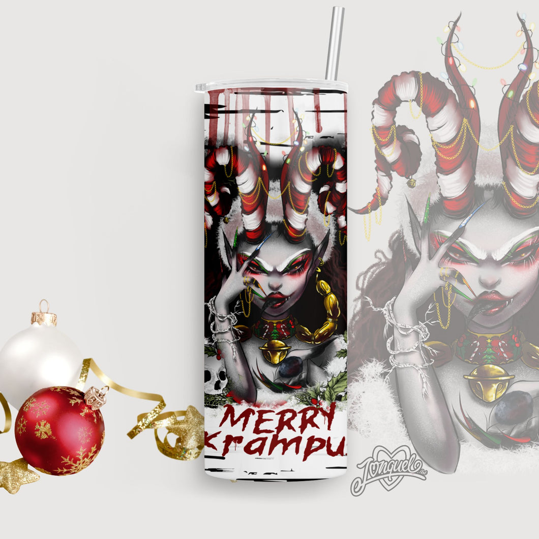 Merry Krampus-Glow in The Dark 20oz skinny tumbler