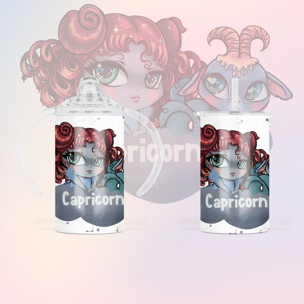 PRE-ORDER Capricorn zodiac 12oz sippy tumbler (2 different toppers)