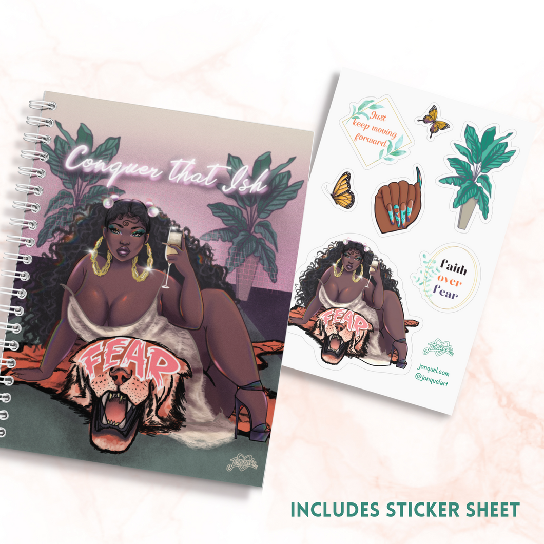 Conquer Your Ish Personal Journal Notebook and Sticker Sheet